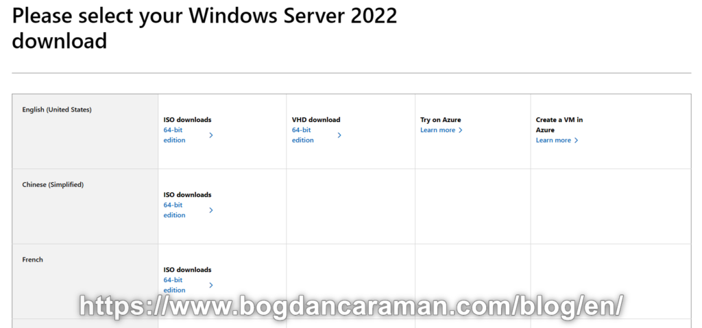 Please select your Windows Server 2022 download